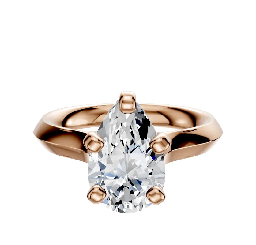 18K Rose Gold 4 Prong Cathedral Knife Edge 3.0mm Engagement Ring sold by Promise By Effy