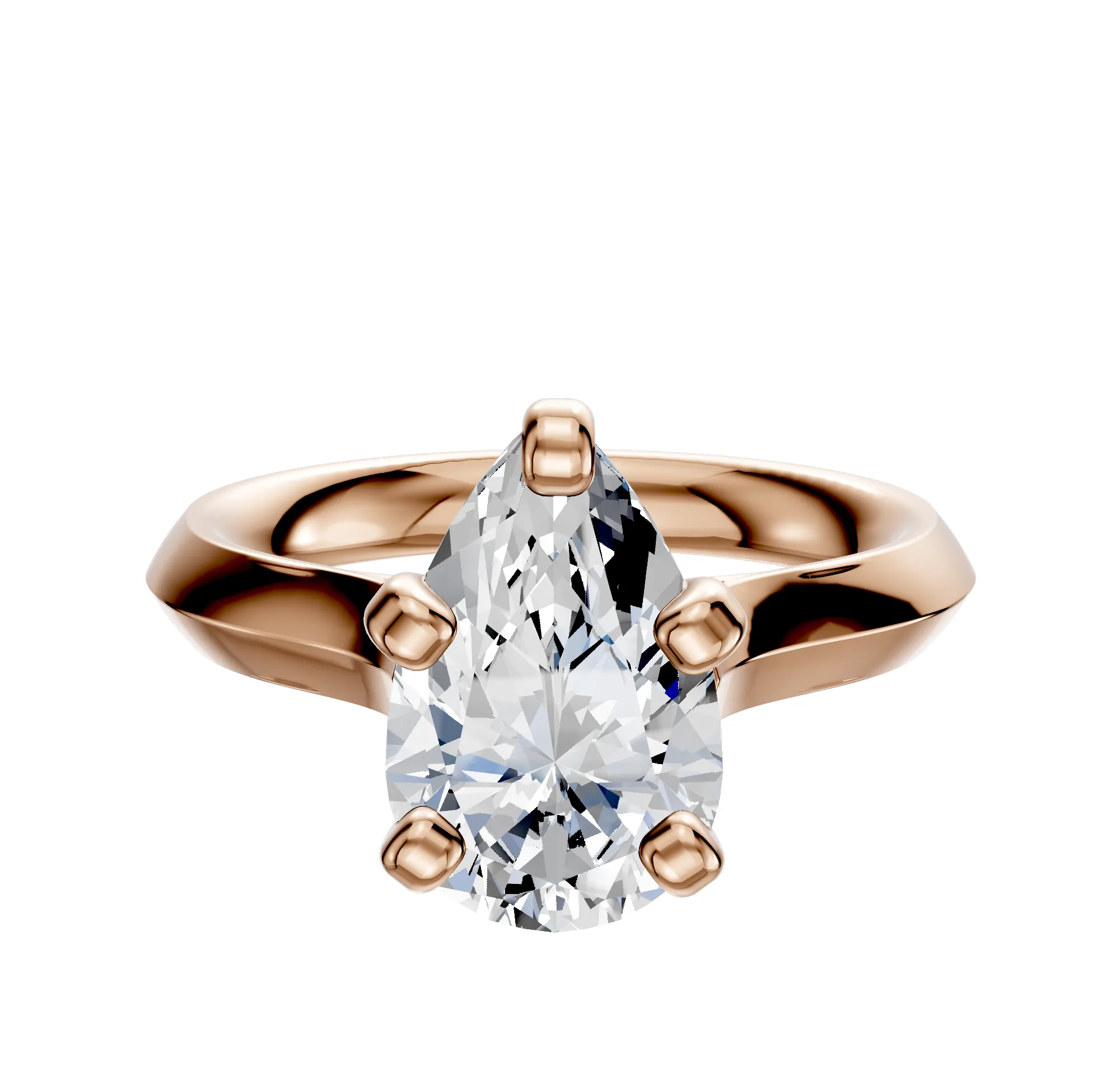 18K Rose Gold 4 Prong Cathedral Knife Edge 3.0mm Engagement Ring sold by Promise By Effy