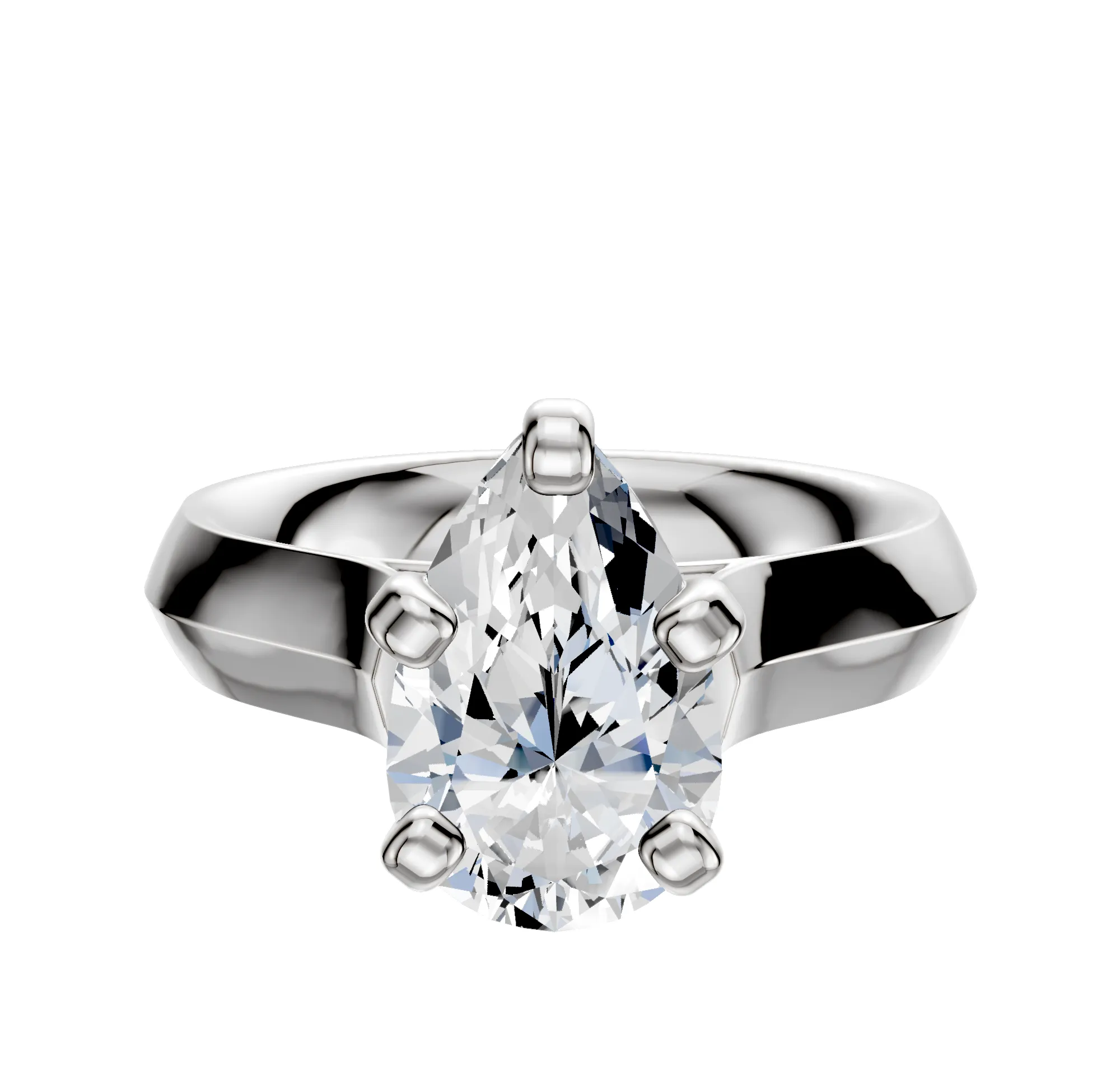 14K White Gold 4 Prong Cathedral Knife Edge 4.0mm Engagement Ring sold by Promise By Effy