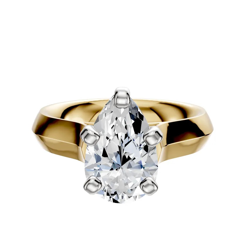 14K Two Tone 4 Prong Cathedral Knife Edge 4.0mm Engagement Ring made by Promise By Effy