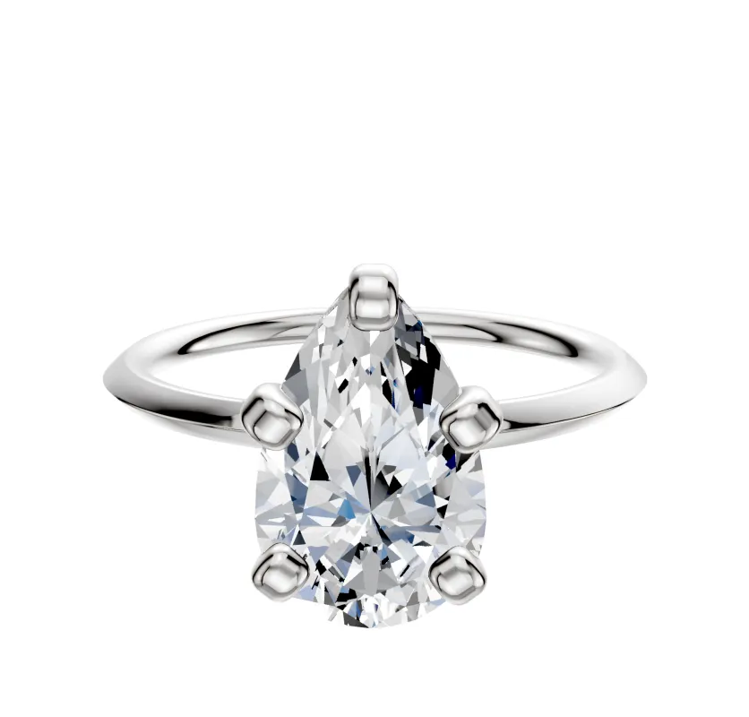 18K White Gold 4 Prong Classic Knife Edge 1.5mm Engagement Ring made by Promise By Effy