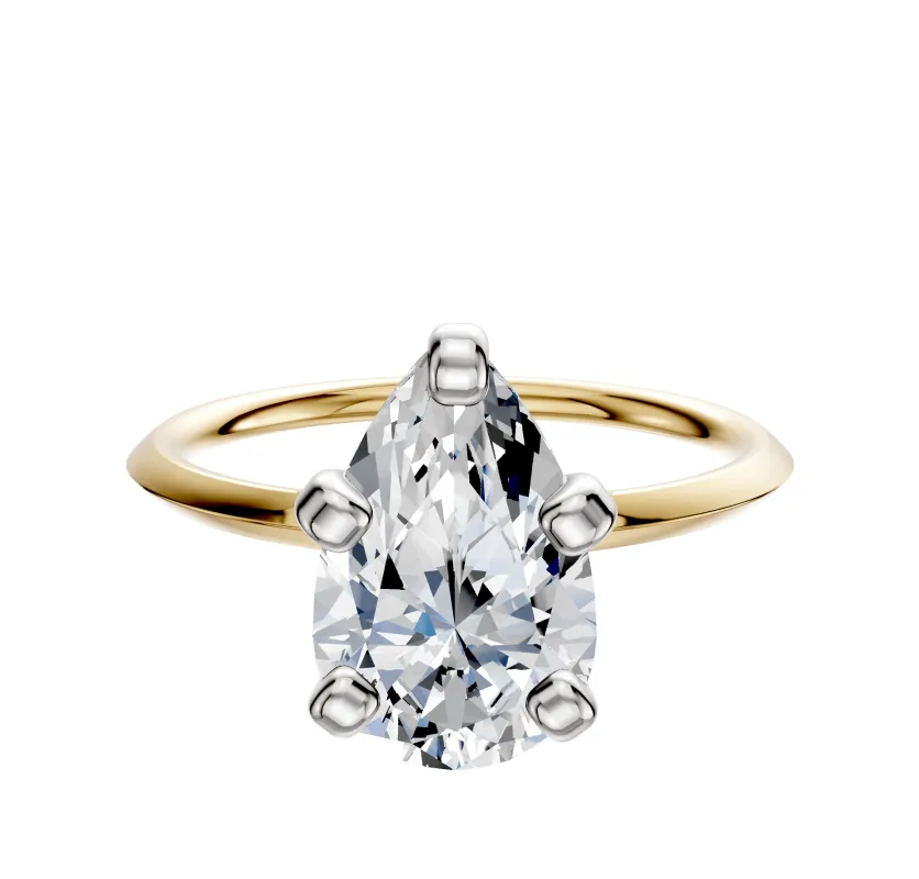 14K Two Tone 4 Prong Classic Knife Edge 1.5mm Engagement Ring sold by Promise By Effy