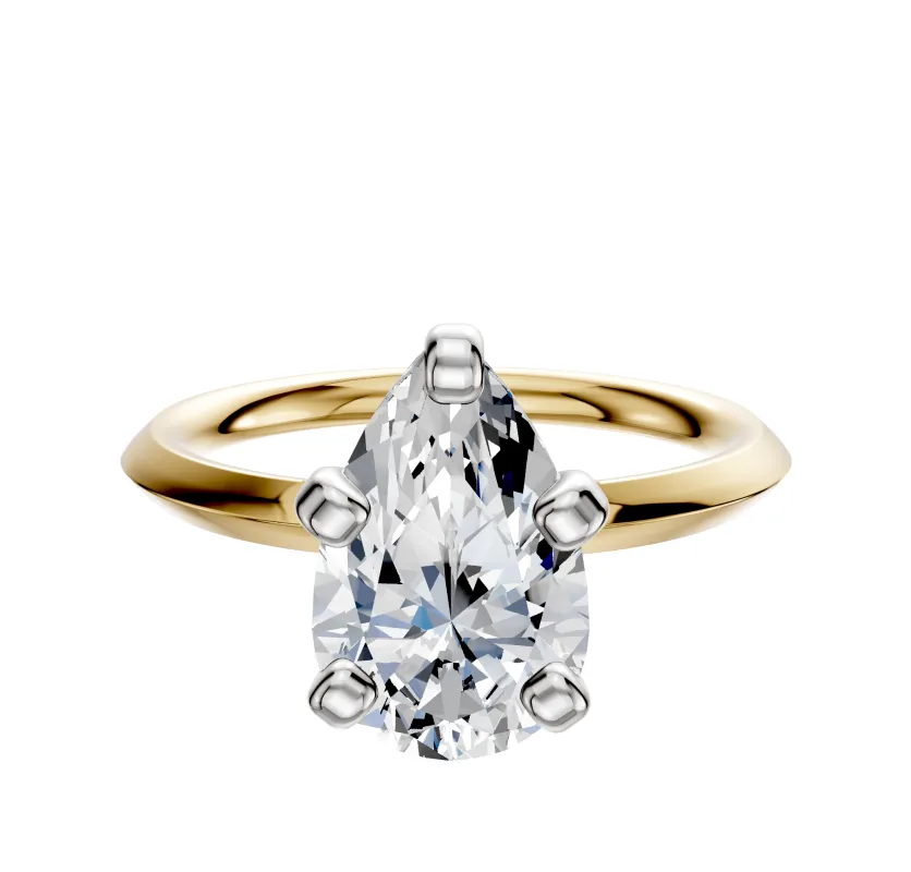 14K Two Tone 4 Prong Classic Knife Edge 2.0mm Engagement Ring sold by Promise By Effy