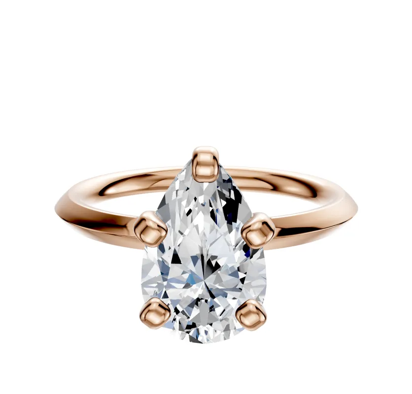 18K Rose Gold 4 Prong Classic Knife Edge 2.0mm Engagement Ring made by Promise By Effy