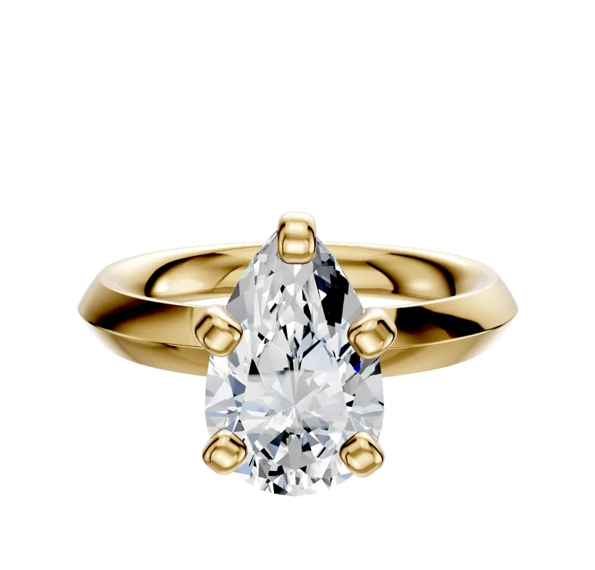14K Yellow Gold 4 Prong Classic Knife Edge 3.0mm Engagement Ring sold by Promise By Effy