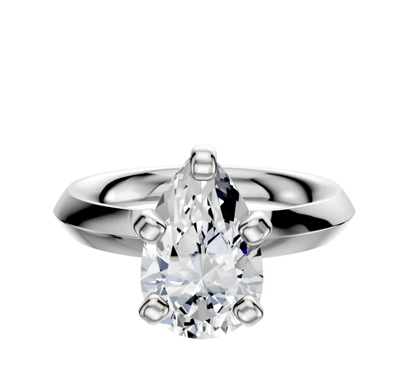14K White Gold 4 Prong Classic Knife Edge 3.0mm Engagement Ring sold by Promise By Effy