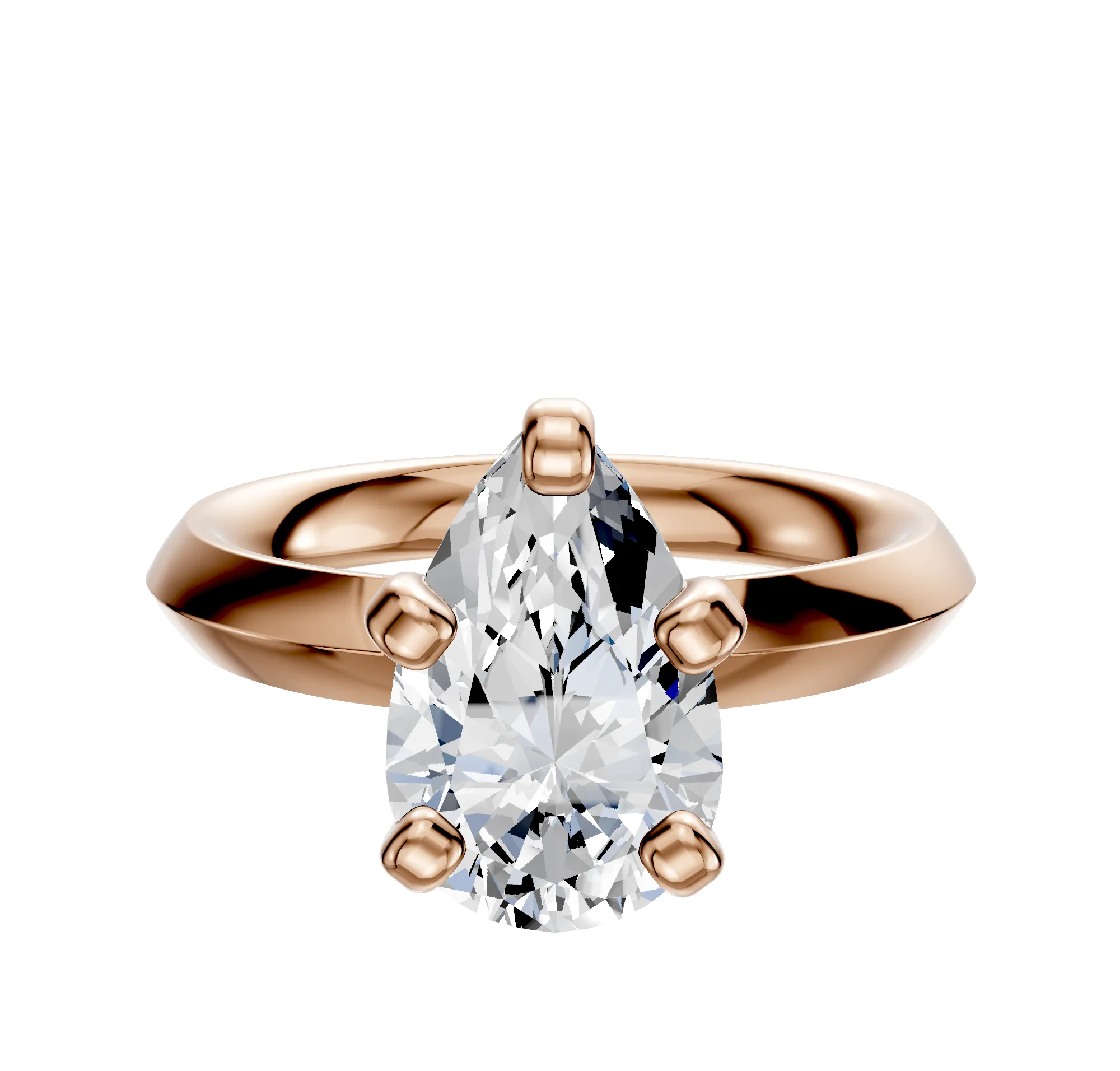 18K Rose Gold 4 Prong Classic Knife Edge 3.0mm Engagement Ring sold by Promise By Effy