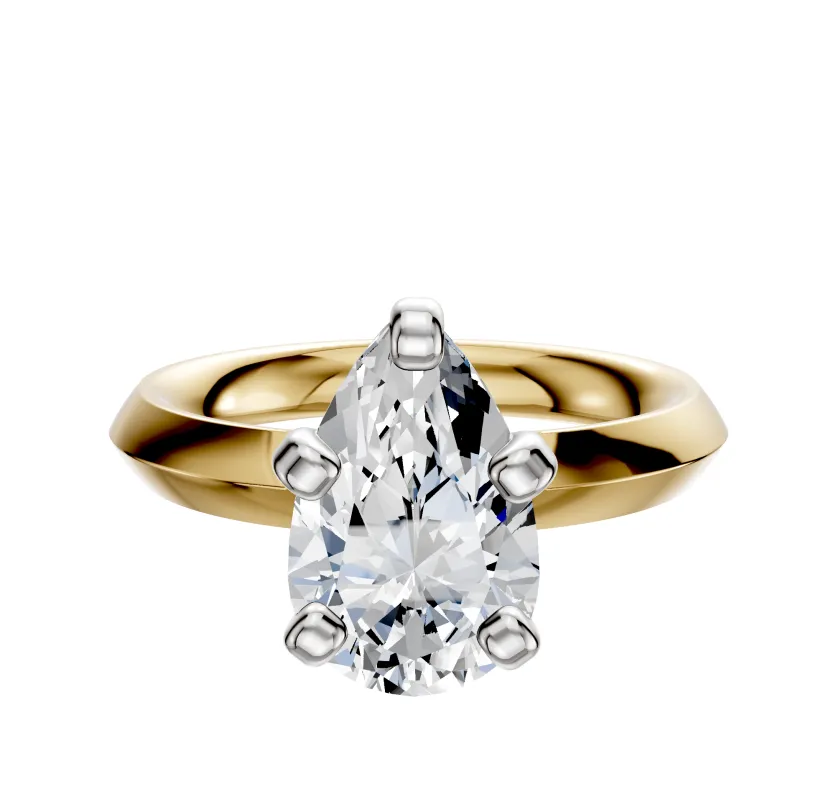 18K Two Tone 4 Prong Classic Knife Edge 3.0mm Engagement Ring sold by Promise By Effy
