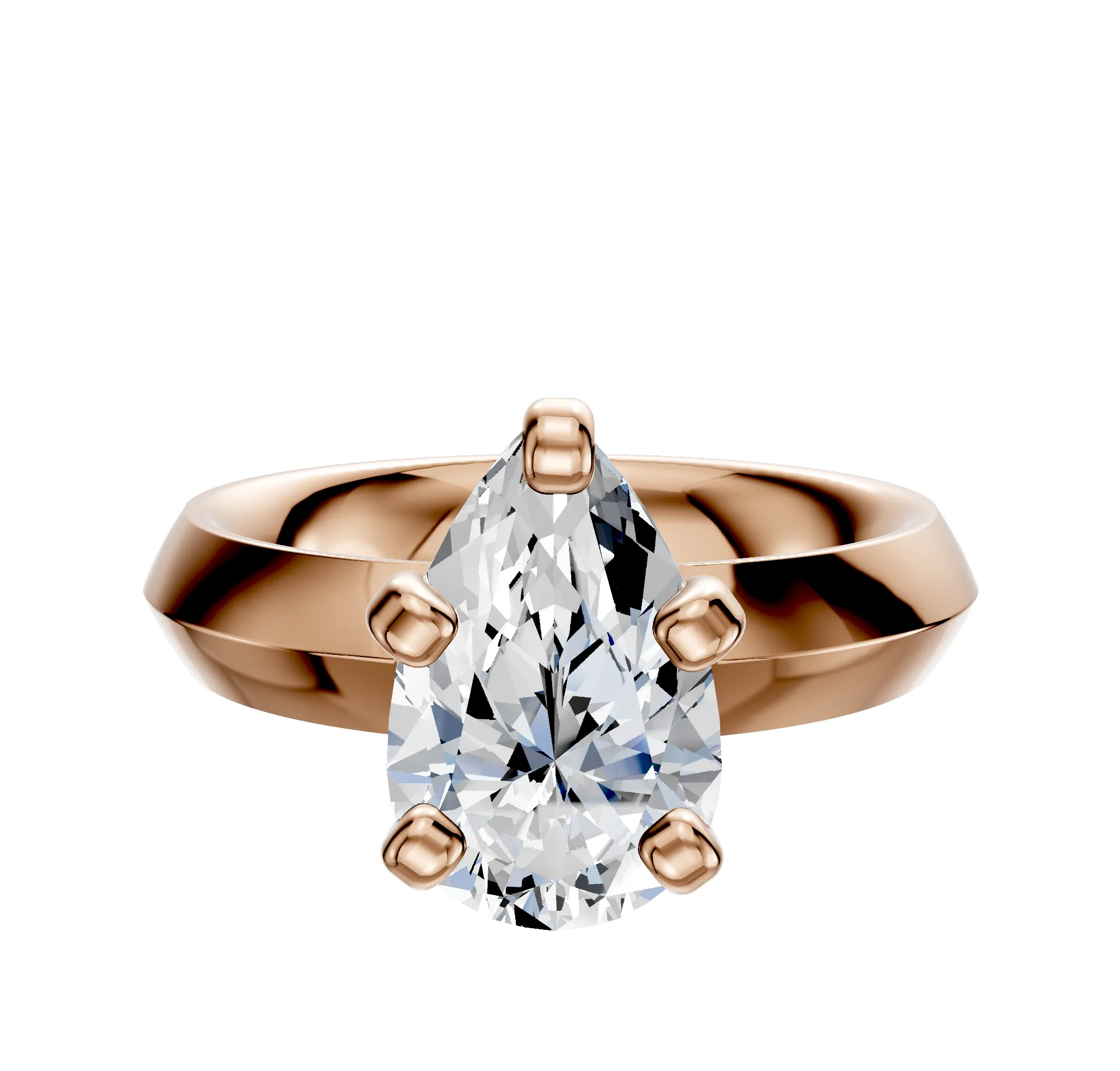 14K Rose Gold 4 Prong Classic Knife Edge 4.0mm Engagement Ring sold by Promise By Effy