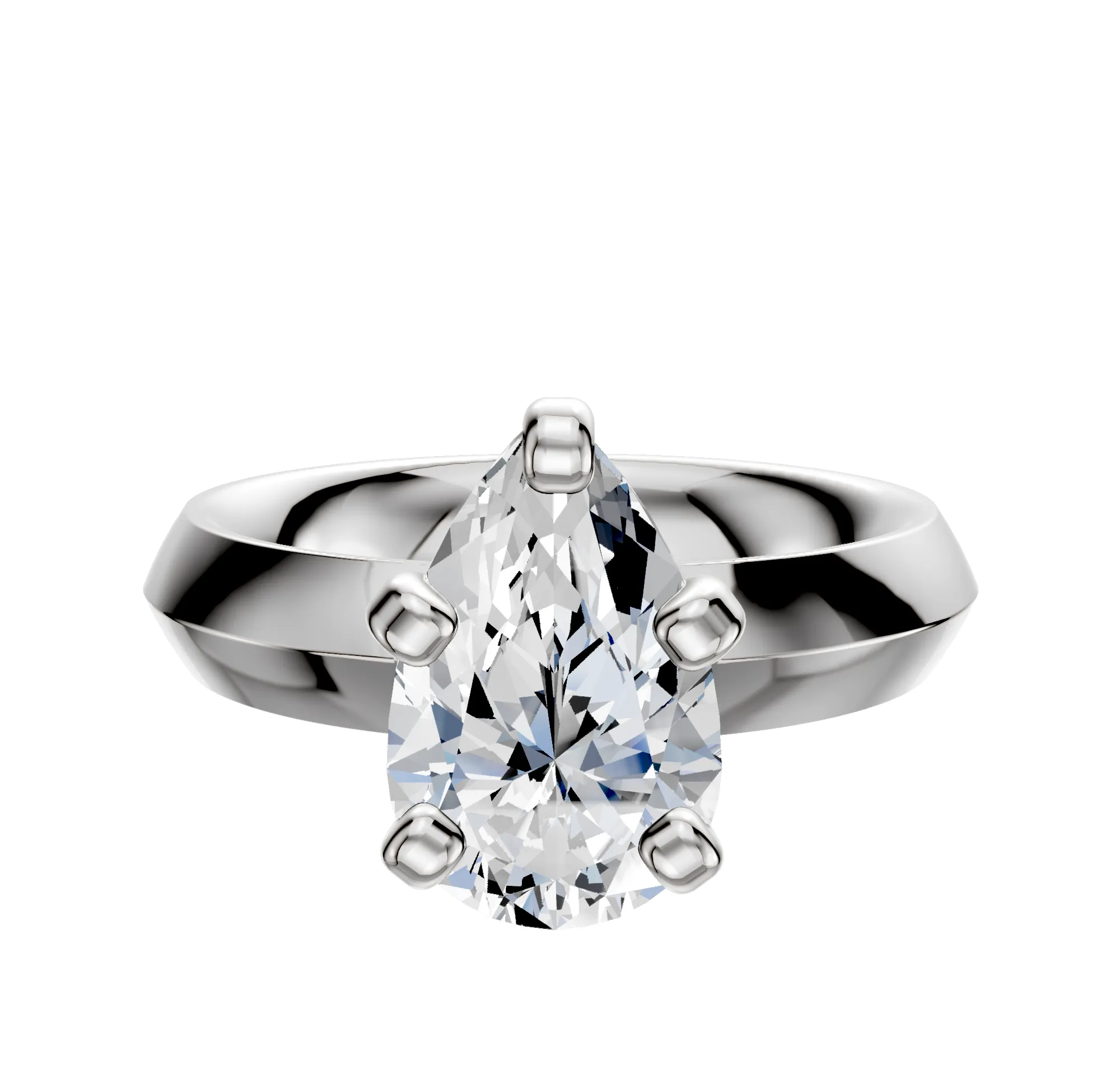 18K White Gold 4 Prong Classic Knife Edge 4.0mm Engagement Ring sold by Promise By Effy