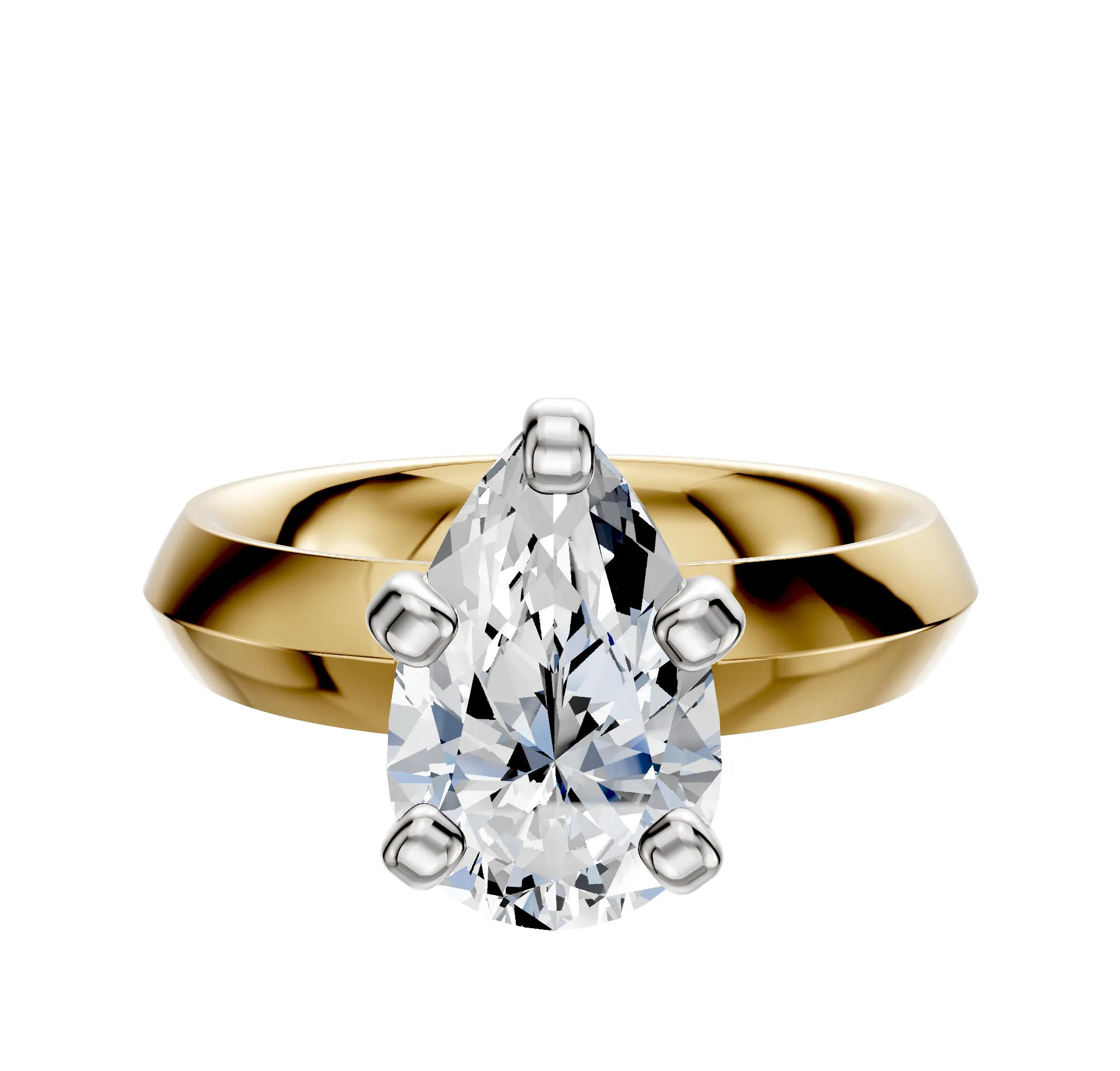 18K Two Tone 4 Prong Classic Knife Edge 4.0mm Engagement Ring sold by Promise By Effy