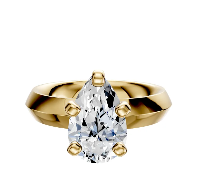 18K Yellow Gold 4 Prong Classic Knife Edge 4.0mm Engagement Ring sold by Promise By Effy