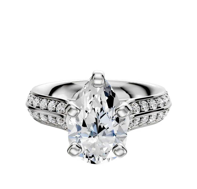 Platinum 4 Prong Cathedral Knife Edge 1-Row-Pave 2.5mm Engagement Ring sold by Promise By Effy