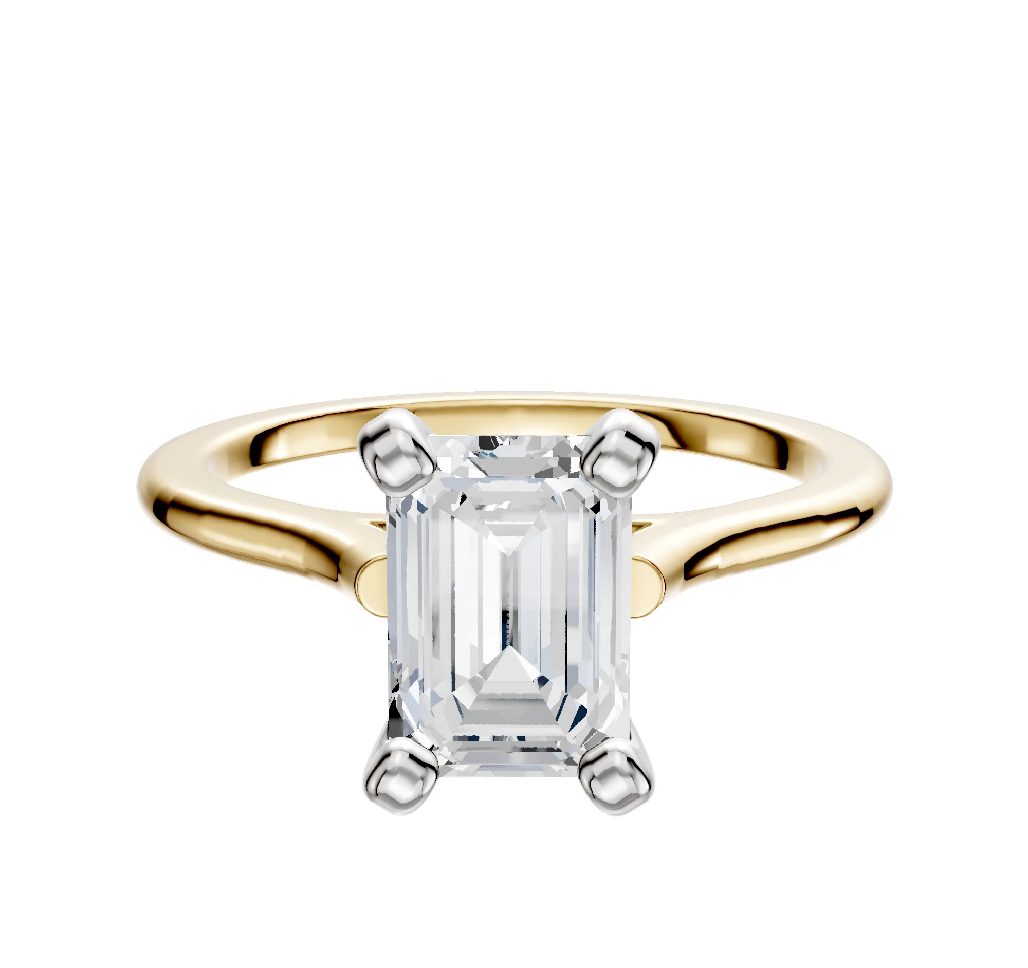 14K Two Tone 4 Prong Cathedral Dome 1.5mm Engagement Ring sold by Promise By Effy