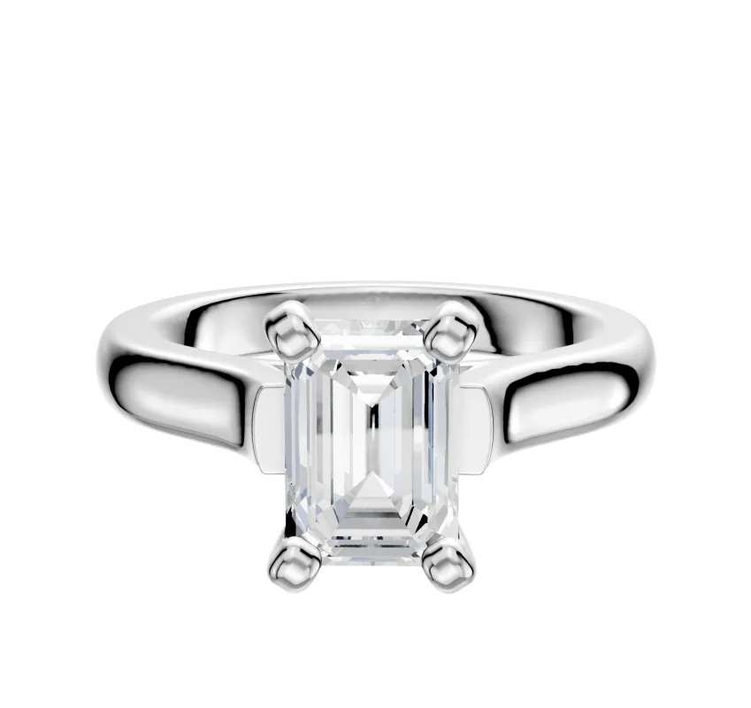 14K White Gold 4 Prong Cathedral Dome 3.0mm Engagement Ring sold by Promise By Effy