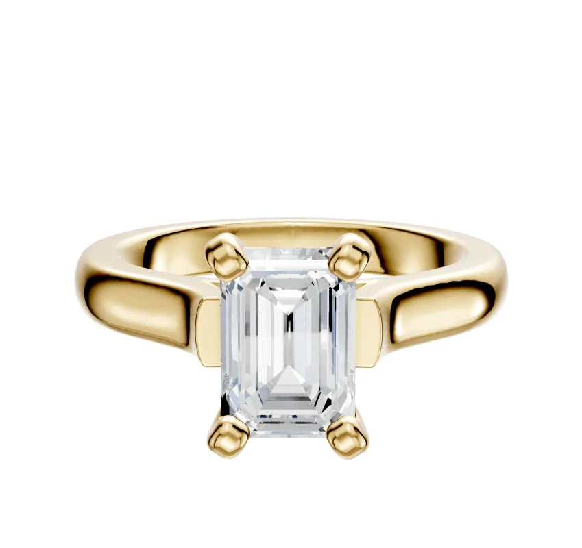 14K Yellow Gold 4 Prong Cathedral Dome 3.0mm Engagement Ring sold by Promise By Effy