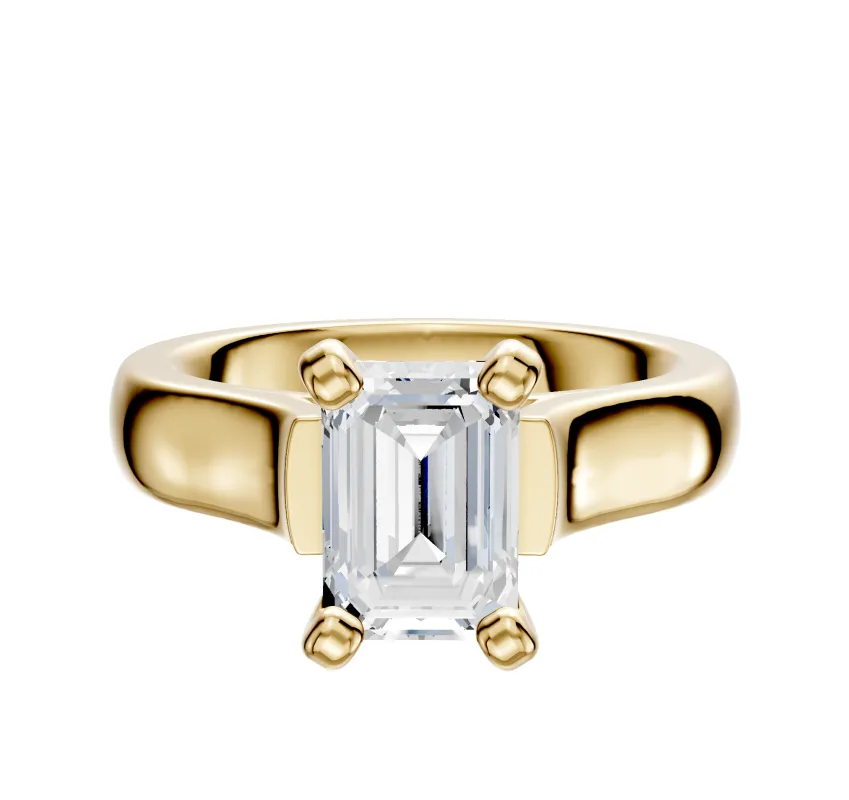 18K Yellow Gold 4 Prong Cathedral Dome 4.0mm Engagement Ring sold by Promise By Effy