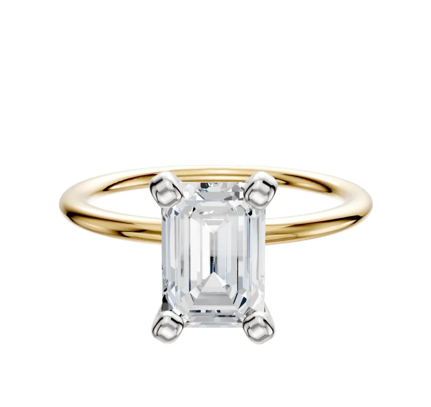 14K Two Tone 4 Prong Classic Dome 1.5mm Engagement Ring sold by Promise By Effy