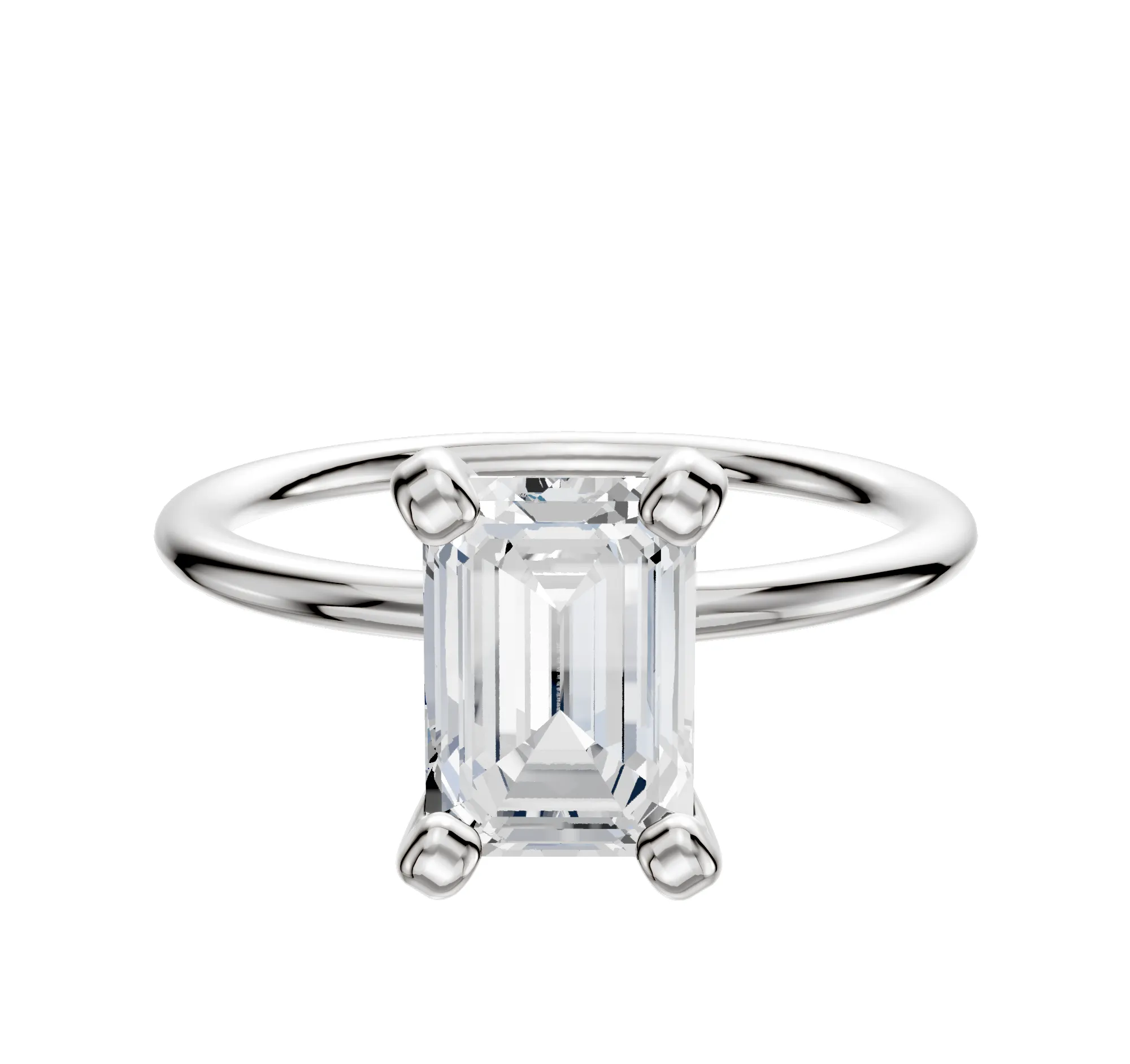 18K White Gold 4 Prong Classic Dome 1.5mm Engagement Ring sold by Promise By Effy