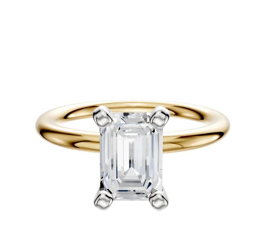 18K Two Tone 4 Prong Classic Dome 2.0mm Engagement Ring sold by Promise By Effy