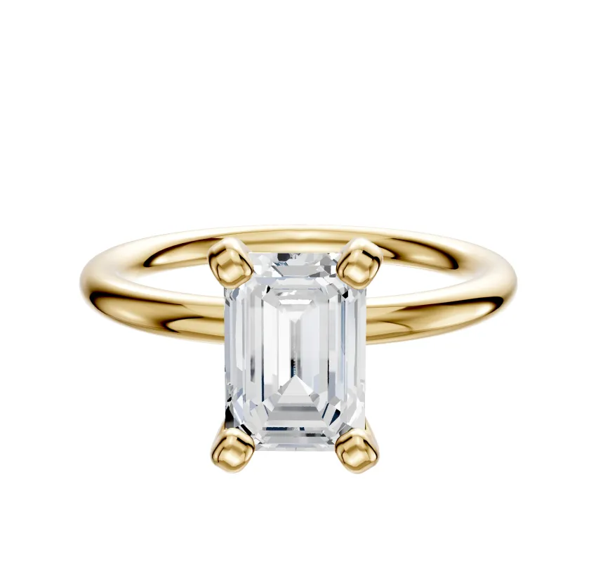 18K Yellow Gold 4 Prong Classic Dome 2.0mm Engagement Ring sold by Promise By Effy