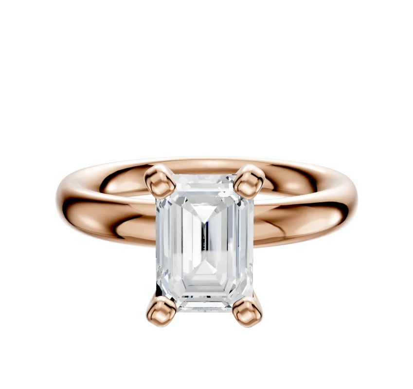 14K Rose Gold 4 Prong Classic Dome 3.0mm Engagement Ring sold by Promise By Effy