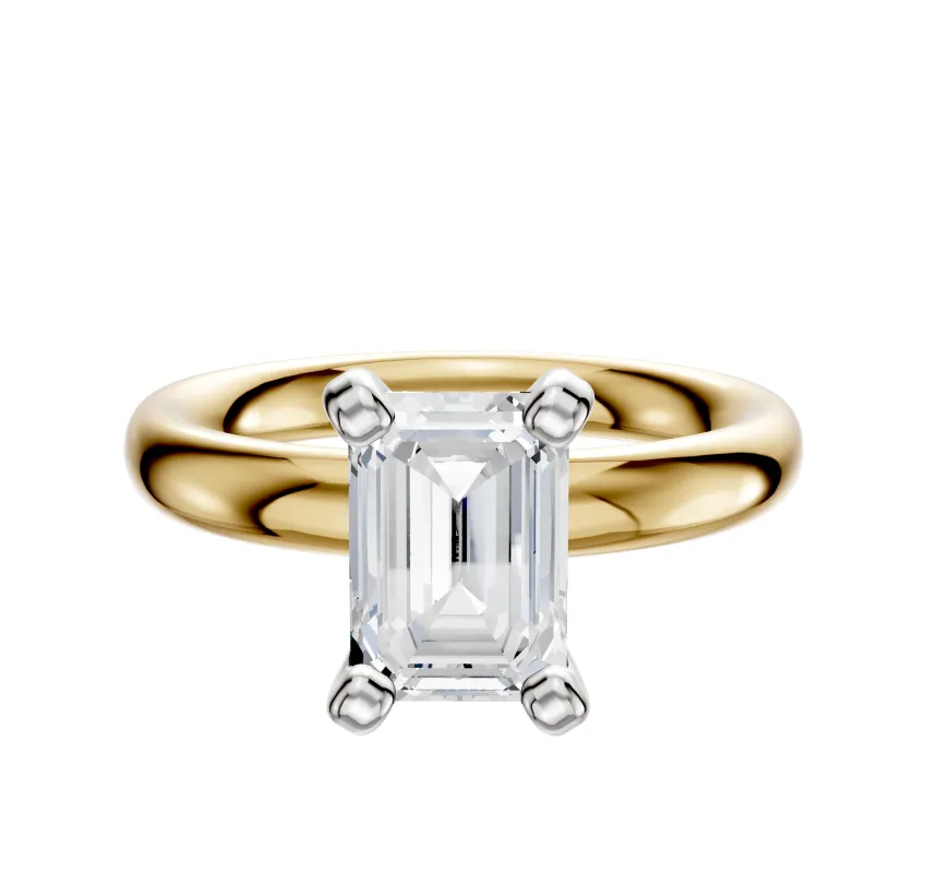 14K Two Tone 4 Prong Classic Dome 3.0mm Engagement Ring sold by Promise By Effy