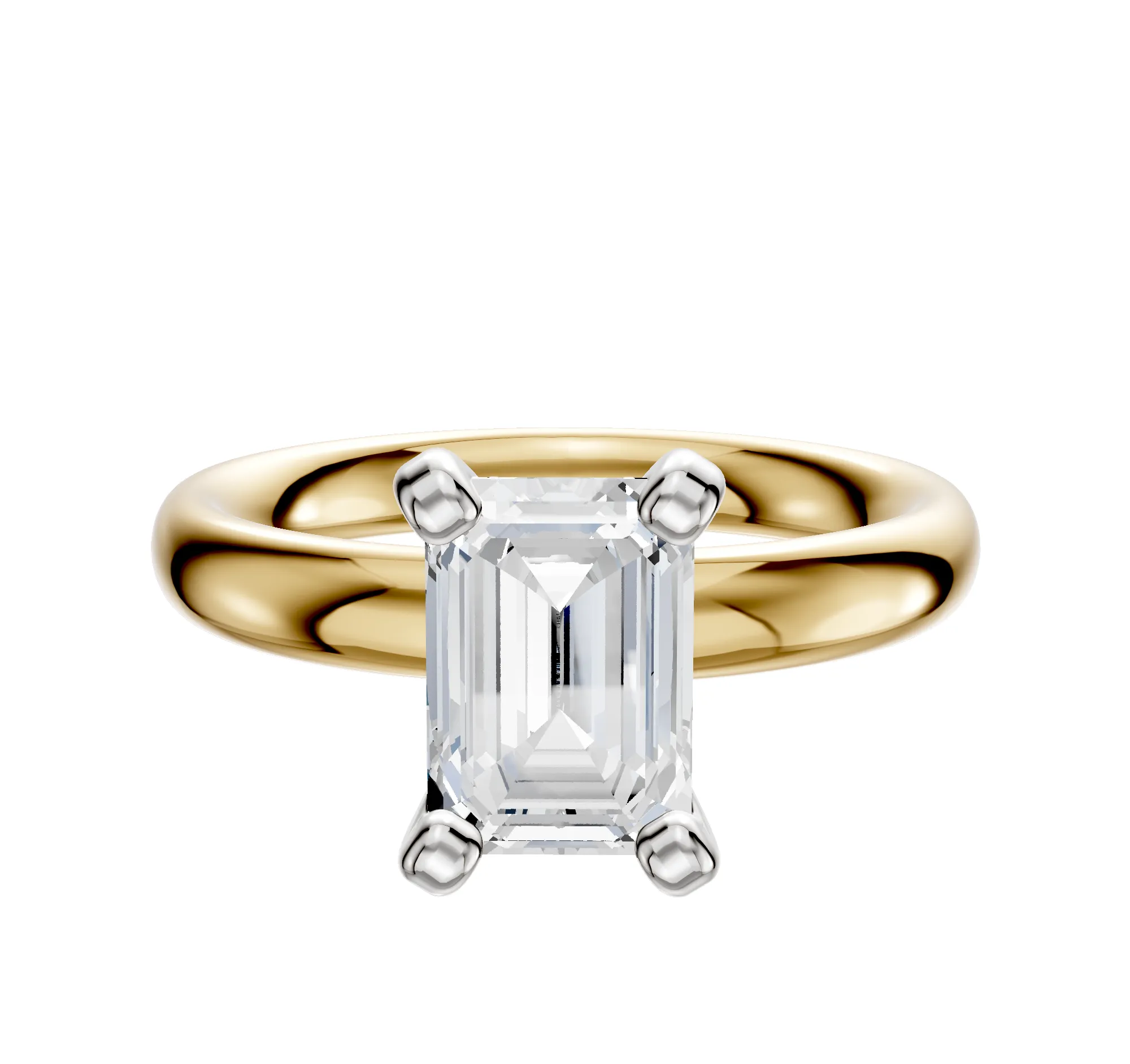 14K Two Tone 4 Prong Classic Dome 3.0mm Engagement Ring sold by Promise By Effy