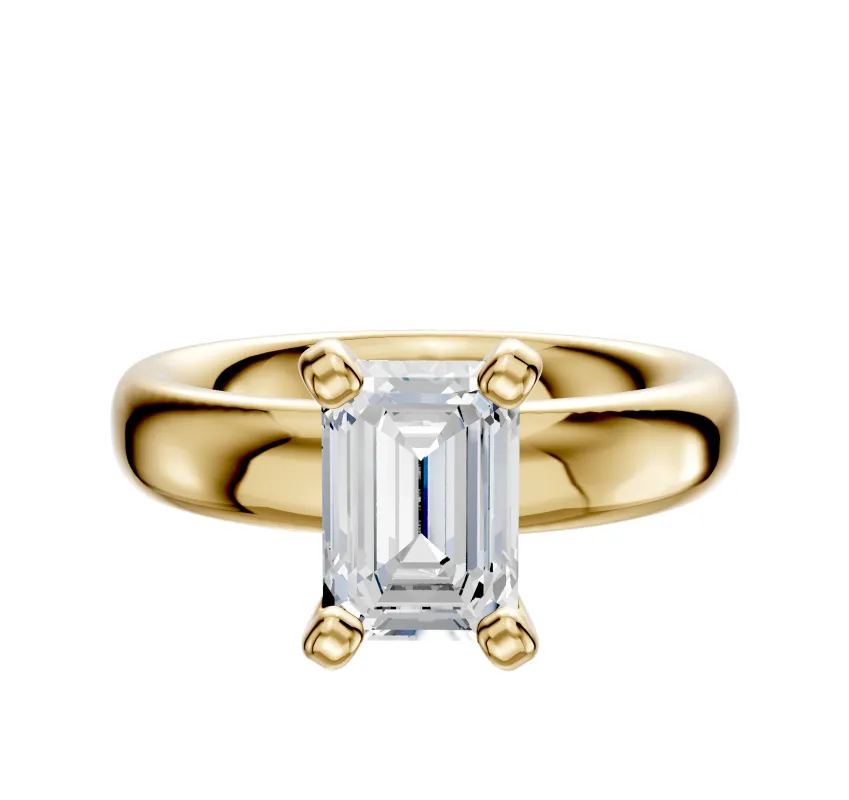 18K Yellow Gold 4 Prong Classic Dome 4.0mm Engagement Ring sold by Promise By Effy