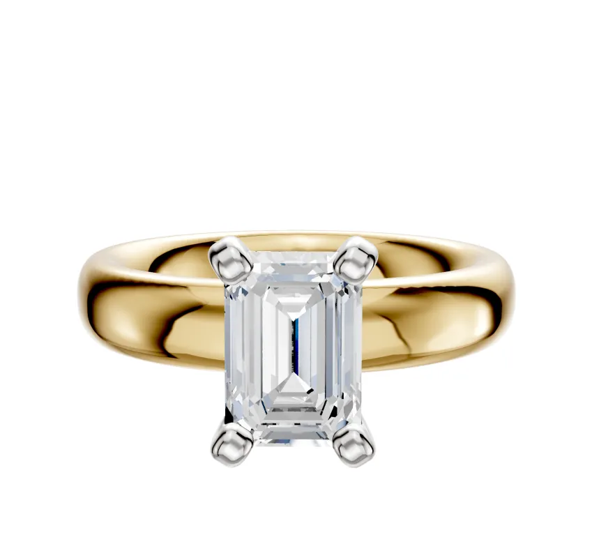 18K Two Tone 4 Prong Classic Dome 4.0mm Engagement Ring sold by Promise By Effy