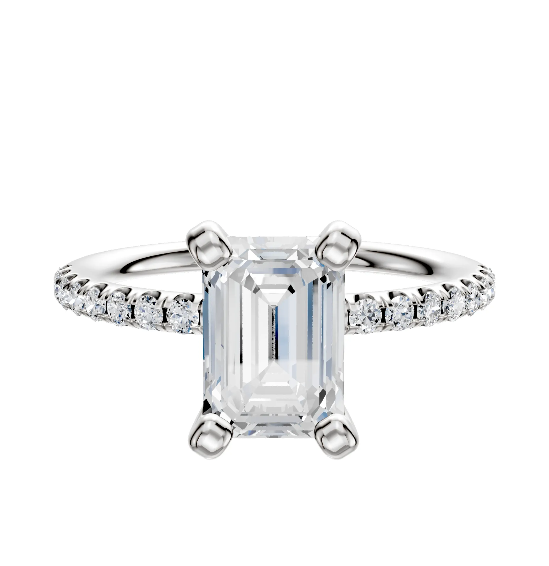 18K White Gold 4 Prong Classic Dome 1-Row-Pave 2.5mm Engagement Ring sold by Promise By Effy