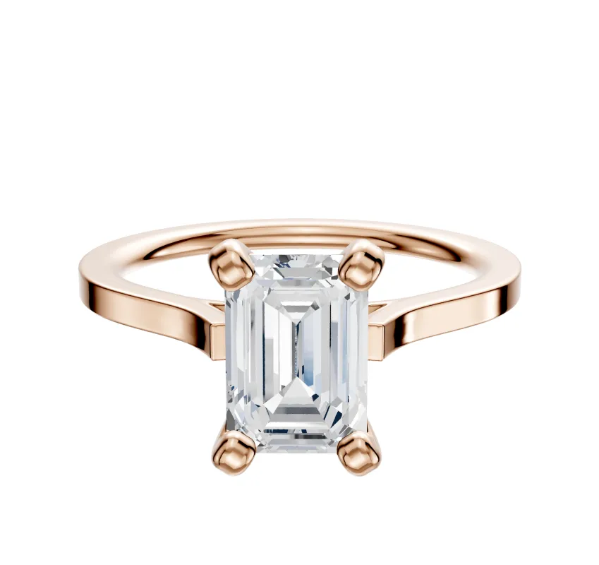 14K Rose Gold 4 Prong Cathedral Flat 1.5mm Engagement Ring sold by Promise By Effy