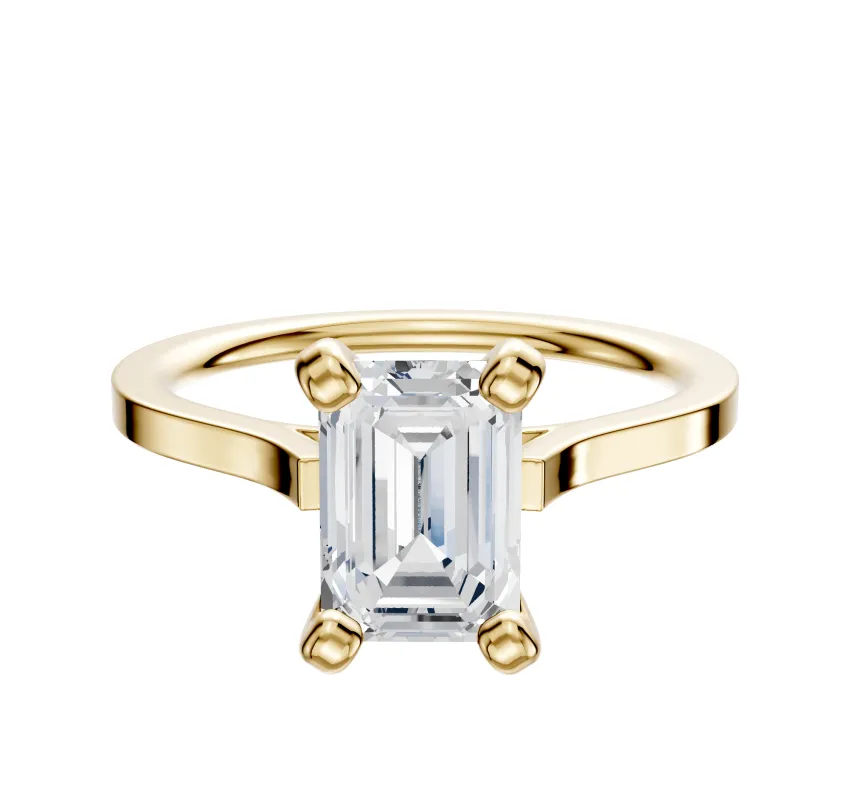 18K Yellow Gold 4 Prong Cathedral Flat 1.5mm Engagement Ring sold by Promise By Effy