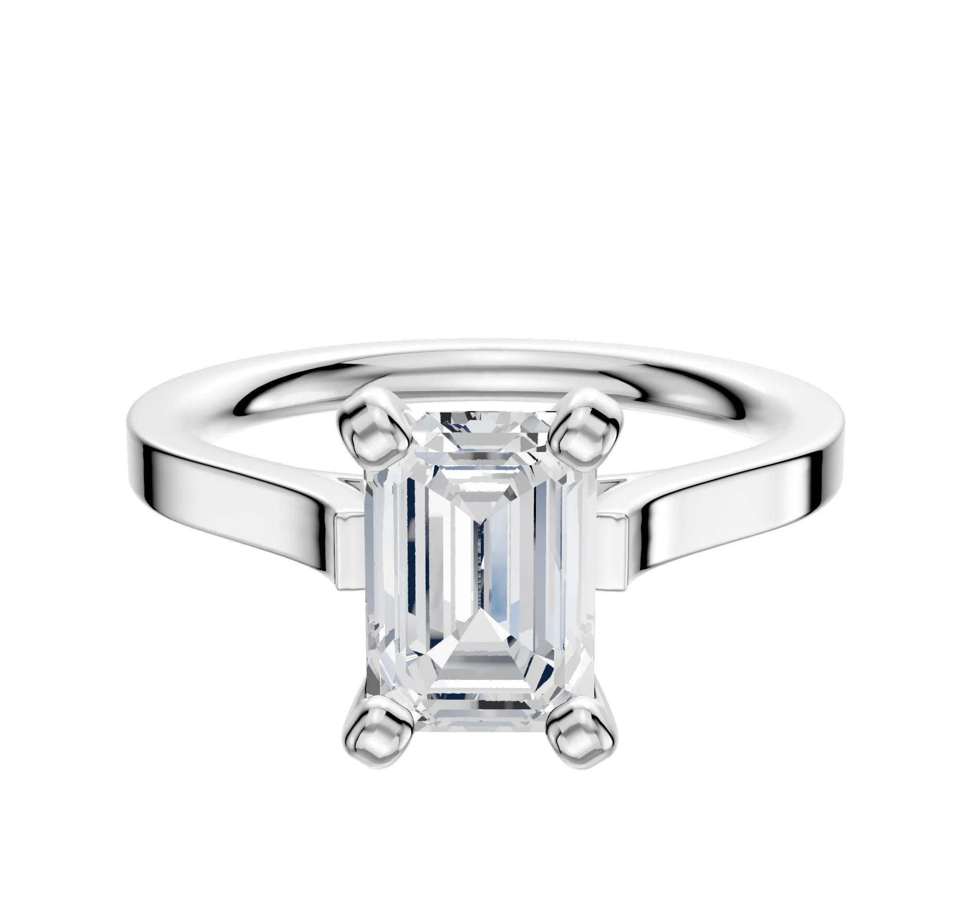 18K White Gold 4 Prong Cathedral Flat 2.0mm Engagement Ring sold by Promise By Effy