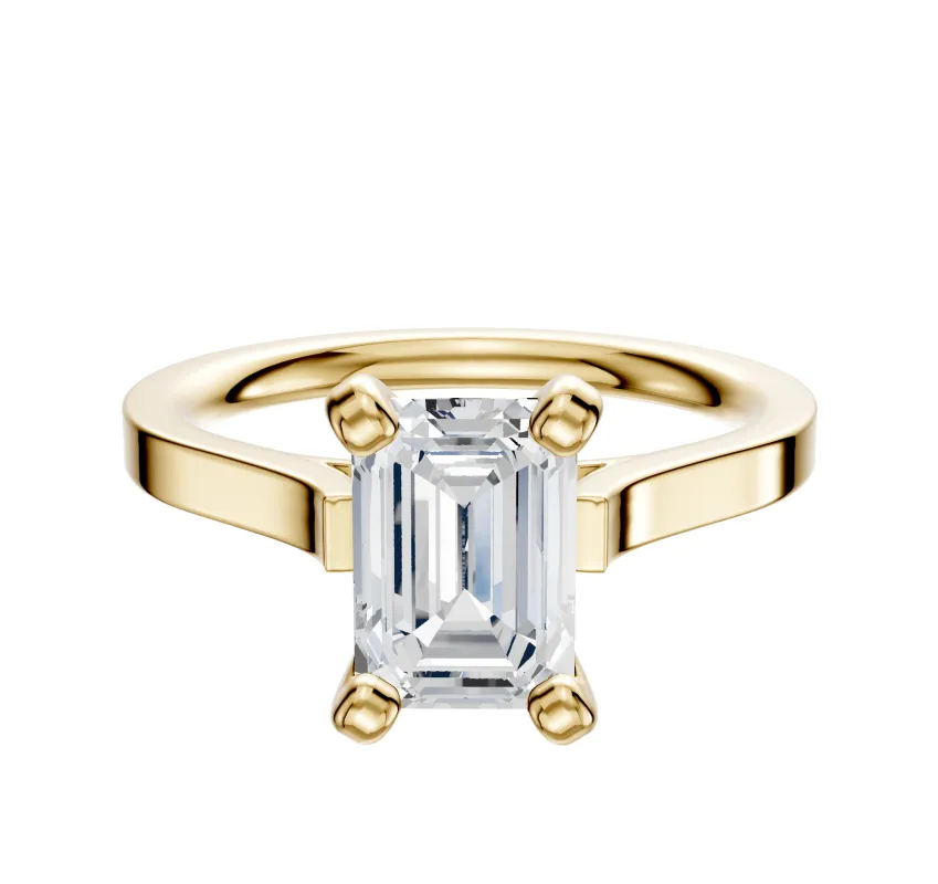18K Yellow Gold 4 Prong Cathedral Flat 2.0mm Engagement Ring sold by Promise By Effy