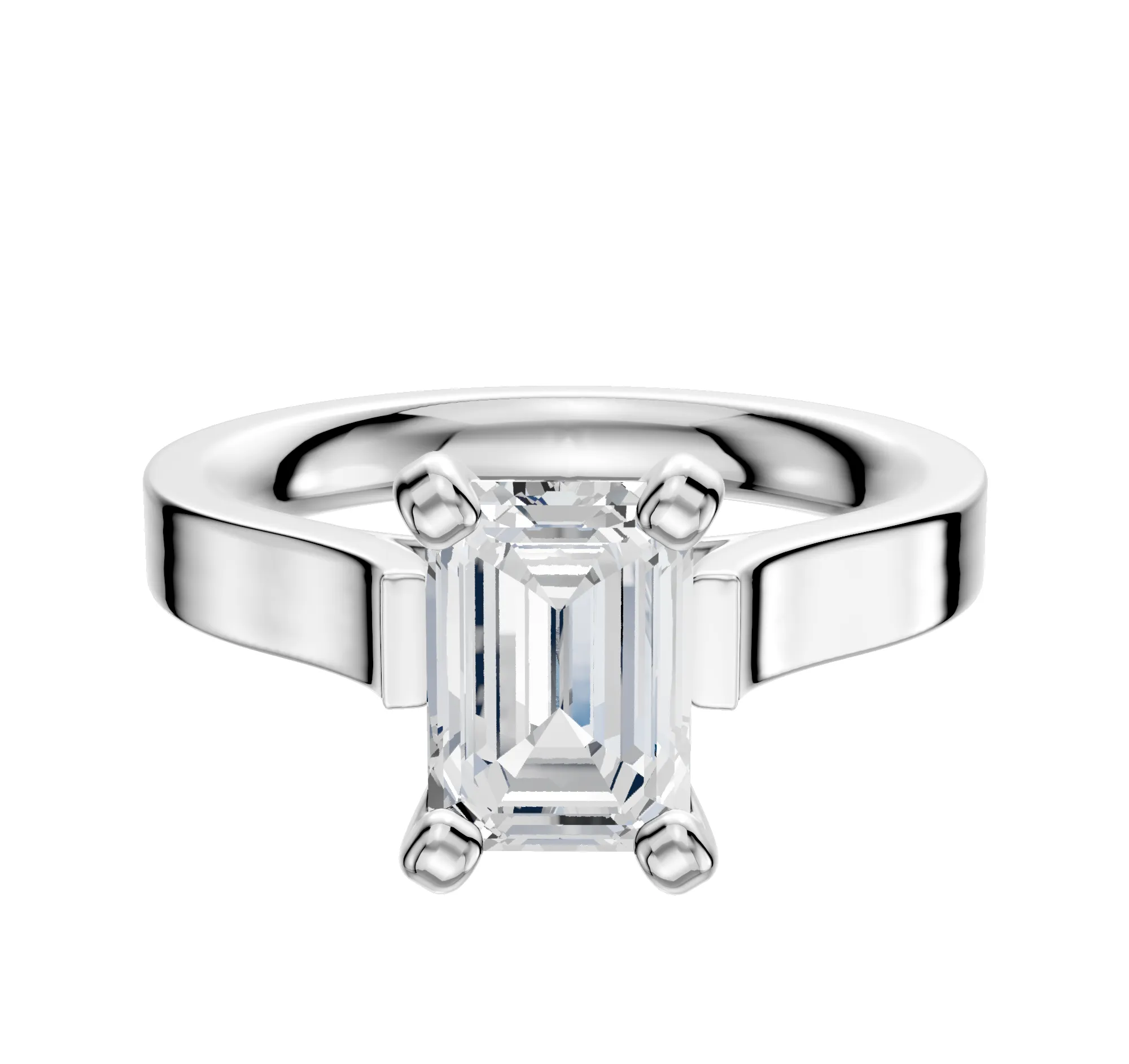 14K White Gold 4 Prong Cathedral Flat 3.0mm Engagement Ring sold by Promise By Effy