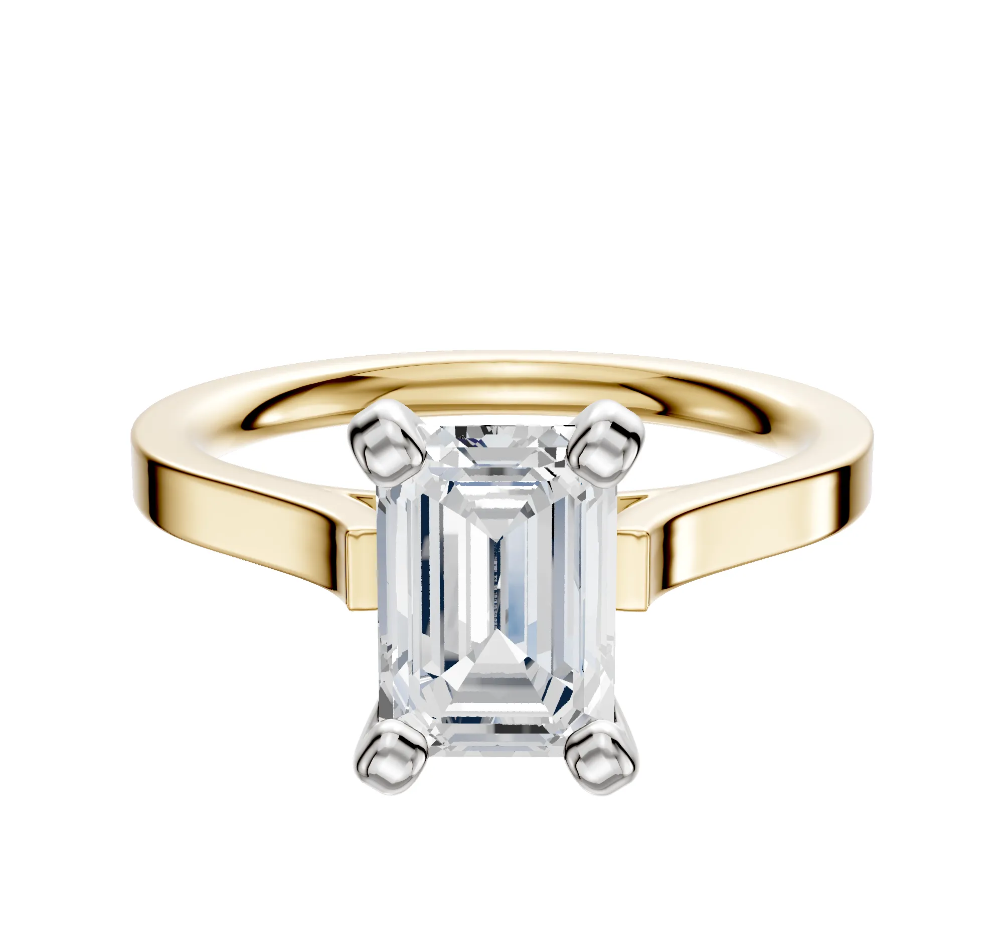 18K Two Tone 4 Prong Cathedral Flat 2.0mm Engagement Ring sold by Promise By Effy