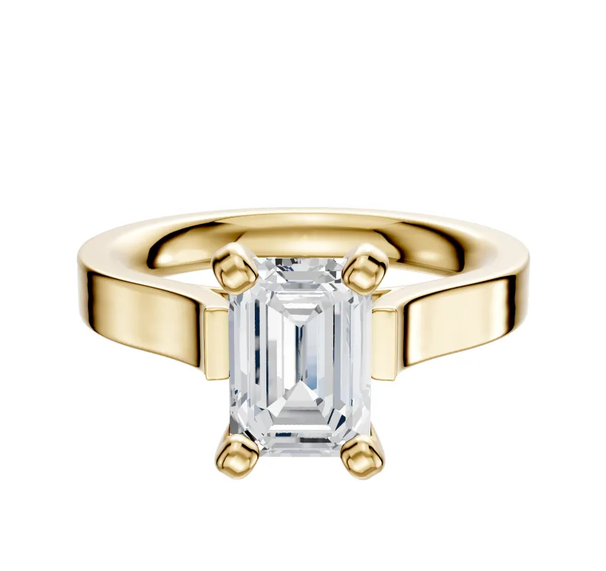 18K Yellow Gold 4 Prong Cathedral Flat 3.0mm Engagement Ring sold by Promise By Effy