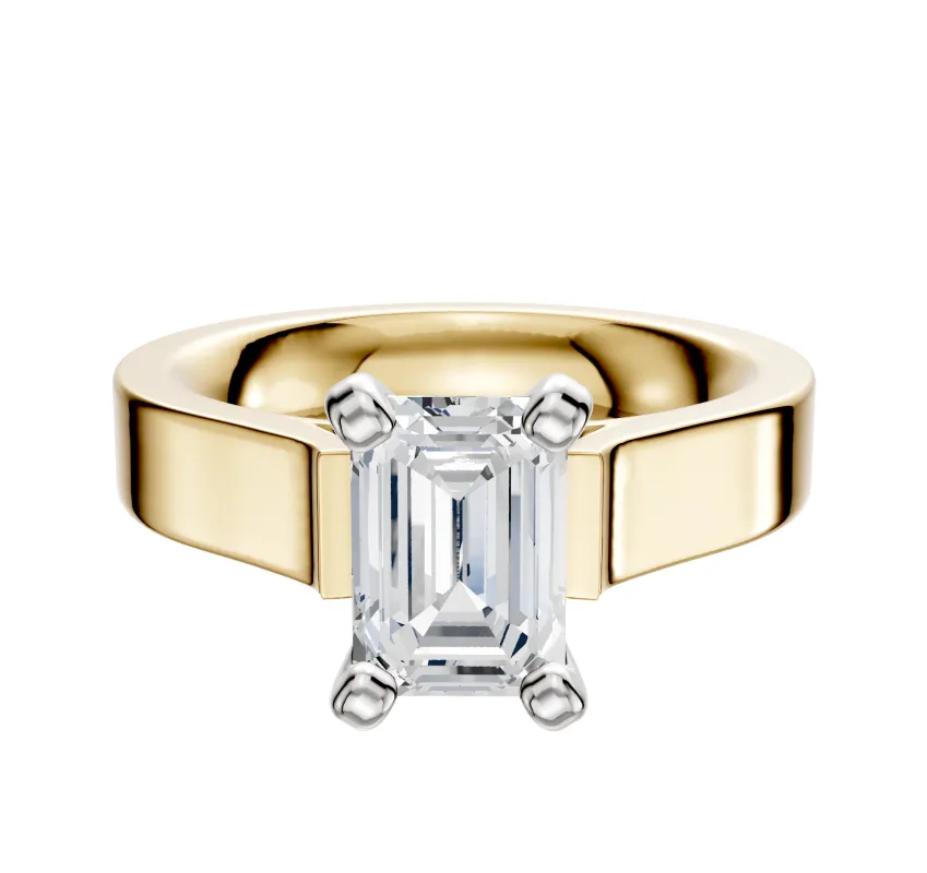 18K Two Tone 4 Prong Cathedral Flat 4.0mm Engagement Ring sold by Promise By Effy