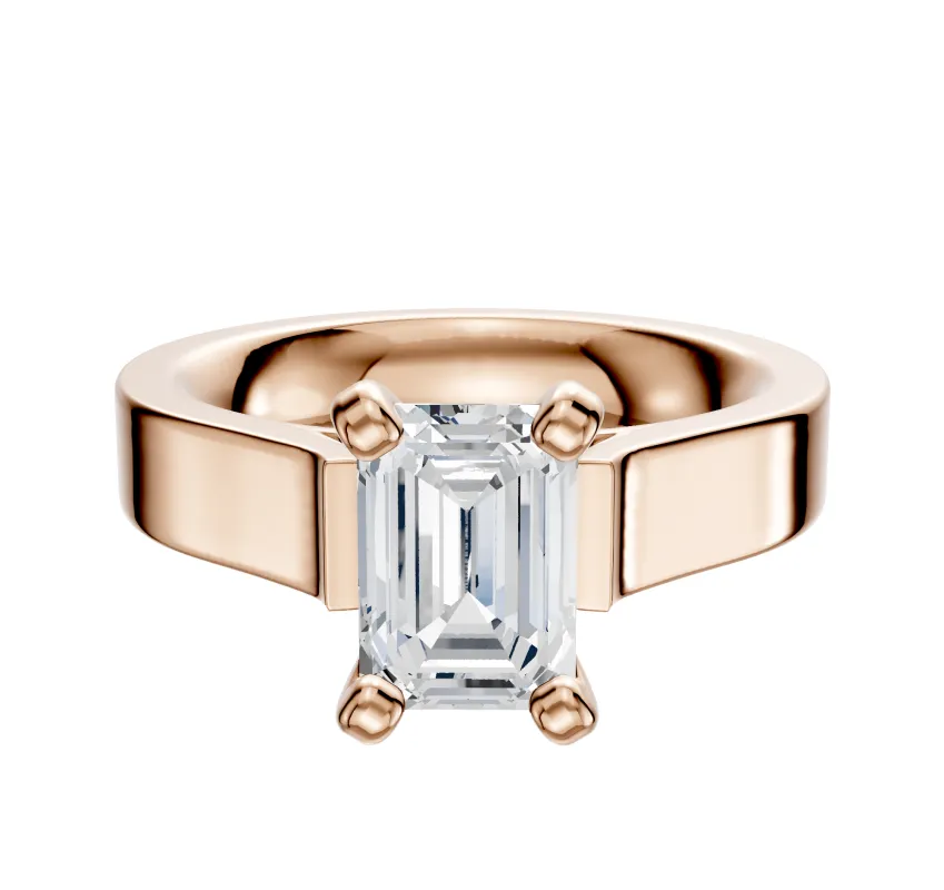 18K Rose Gold 4 Prong Cathedral Flat 4.0mm Engagement Ring sold by Promise By Effy