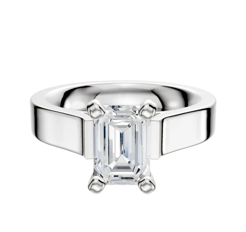 Platinum 4 Prong Cathedral Flat 4.0mm Engagement Ring sold by Promise By Effy