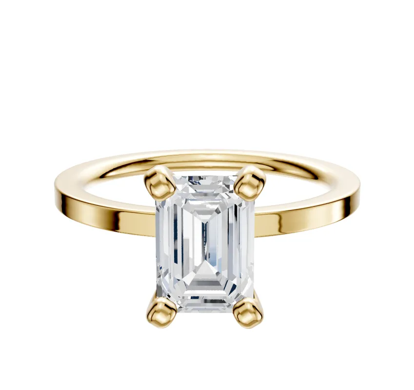 14K Yellow Gold 4 Prong Classic Flat 1.5mm Engagement Ring sold by Promise By Effy