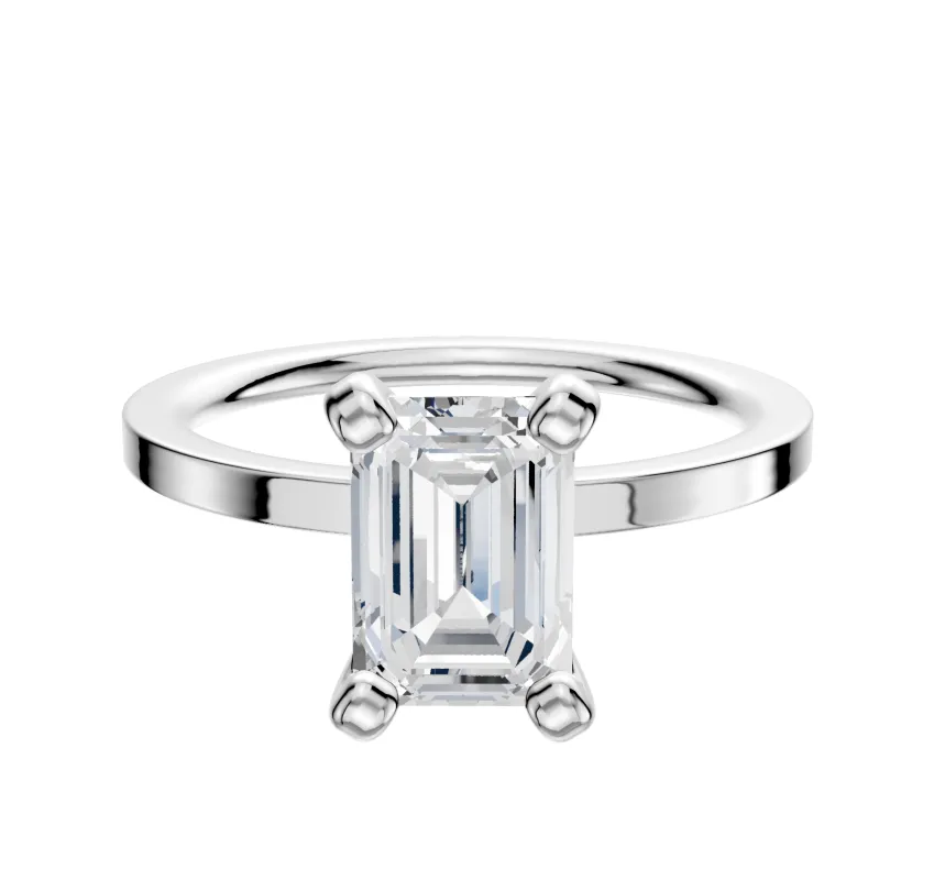 18K White Gold 4 Prong Classic Flat 1.5mm Engagement Ring sold by Promise By Effy