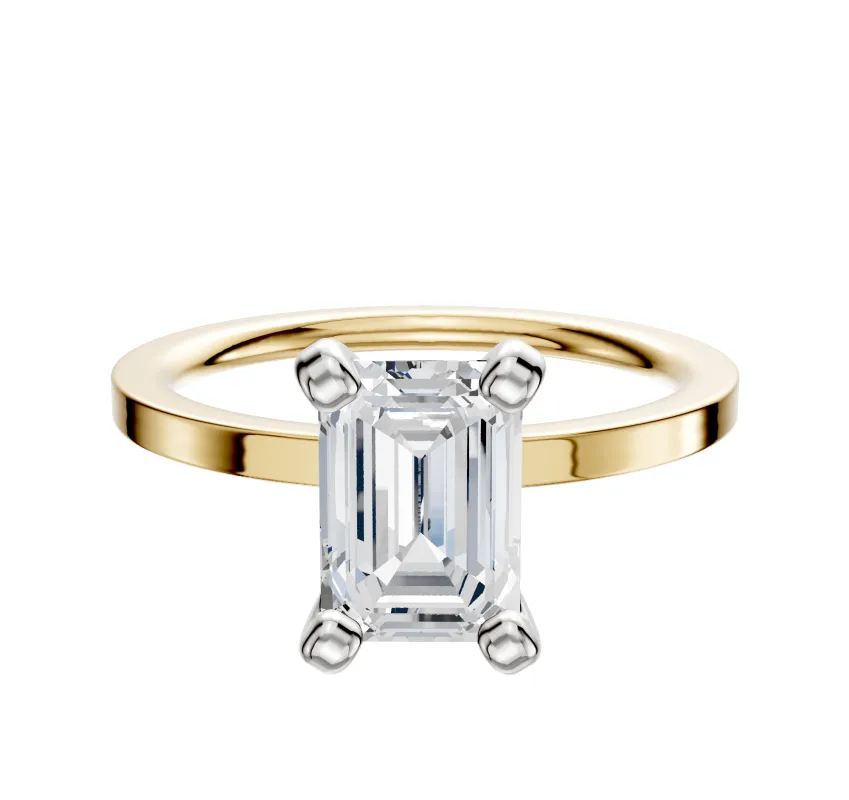 14K Two Tone 4 Prong Classic Flat 1.5mm Engagement Ring sold by Promise By Effy