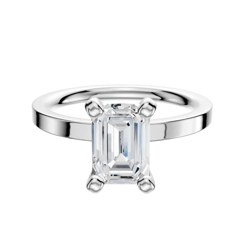 14K White Gold 4 Prong Classic Flat 2.0mm Engagement Ring sold by Promise By Effy