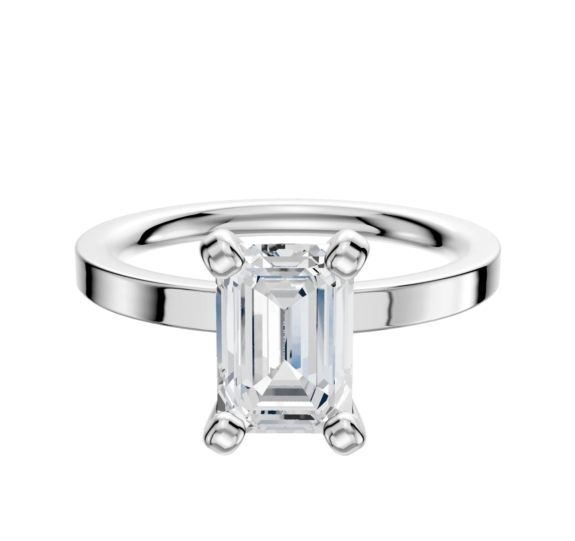 14K White Gold 4 Prong Classic Flat 2.0mm Engagement Ring sold by Promise By Effy