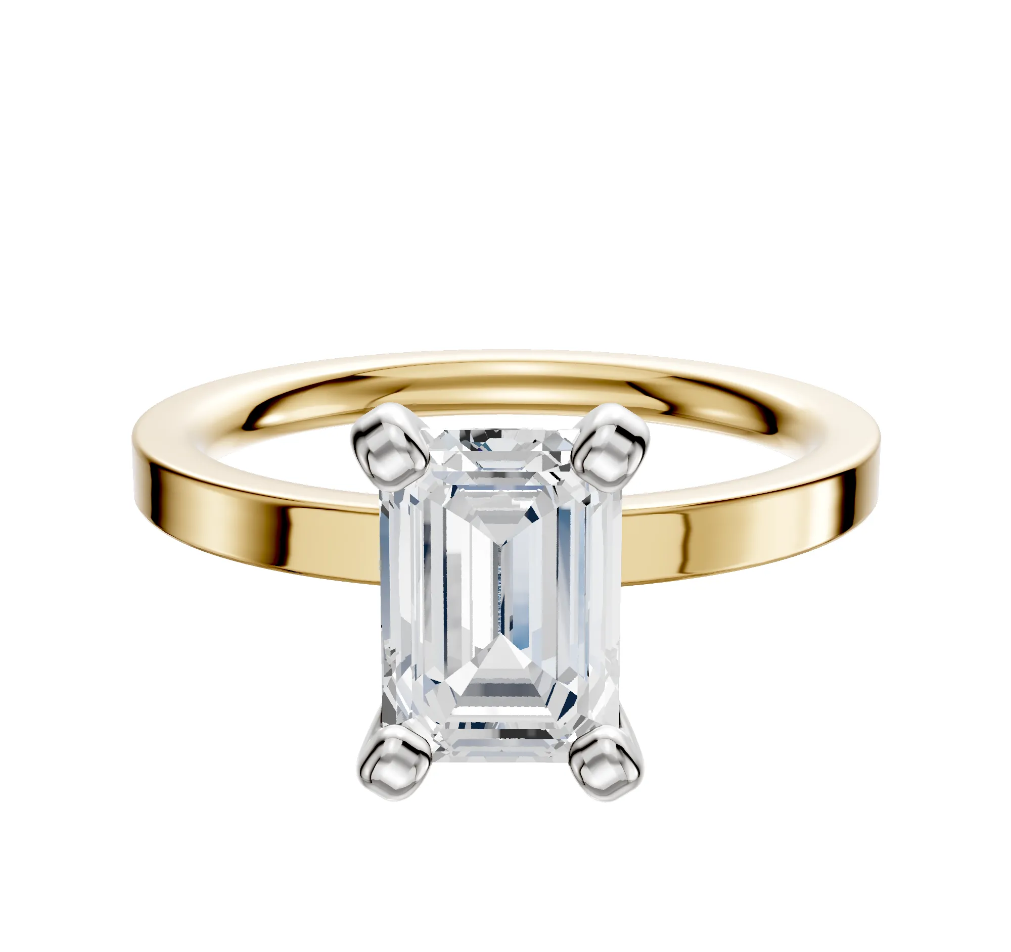 18K Two Tone 4 Prong Classic Flat 2.0mm Engagement Ring sold by Promise By Effy