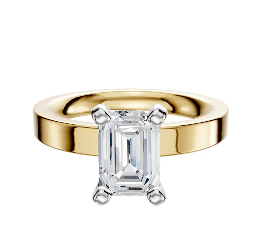 14K Two Tone 4 Prong Classic Flat 3.0mm Engagement Ring sold by Promise By Effy