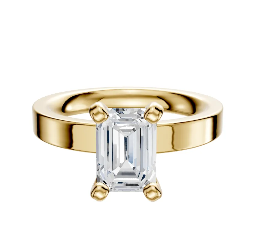 18K Yellow Gold 4 Prong Classic Flat 3.0mm Engagement Ring sold by Promise By Effy