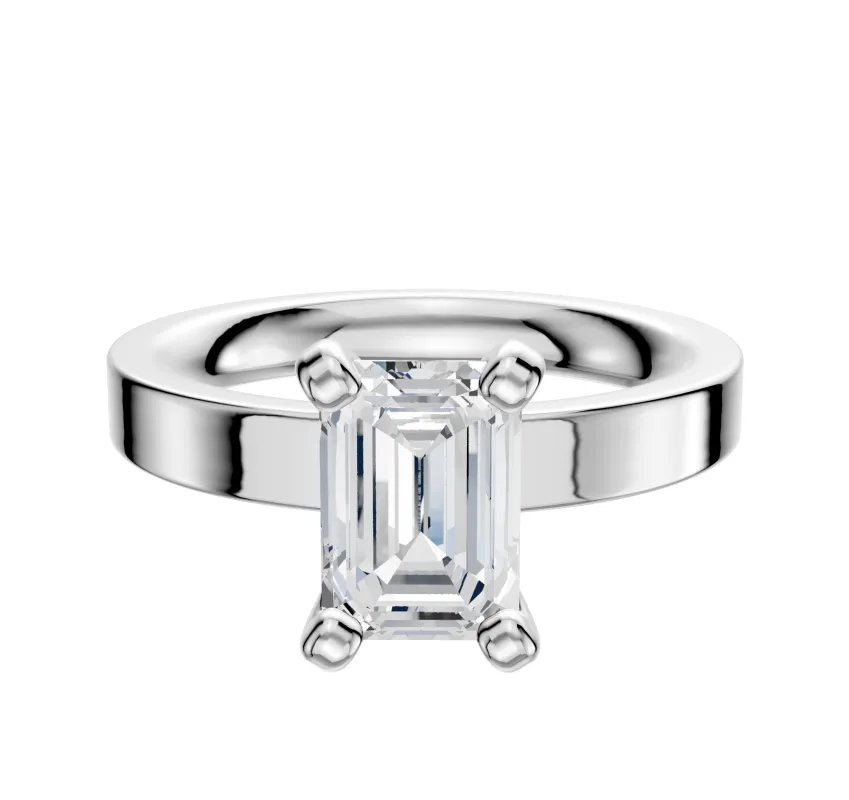 18K White Gold 4 Prong Classic Flat 3.0mm Engagement Ring sold by Promise By Effy